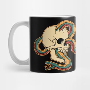 head skull with snake illustration Mug